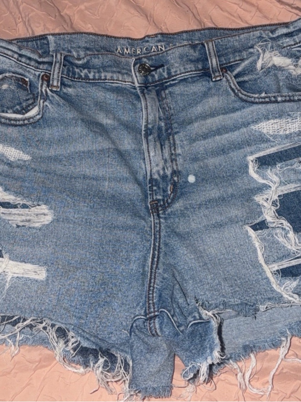American Eagle Outfitters Light Wash Distressed Denim Shorts